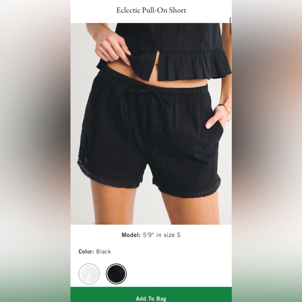 Abercrombie & Fitch Black High-Waist Pull-On Shorts NWT